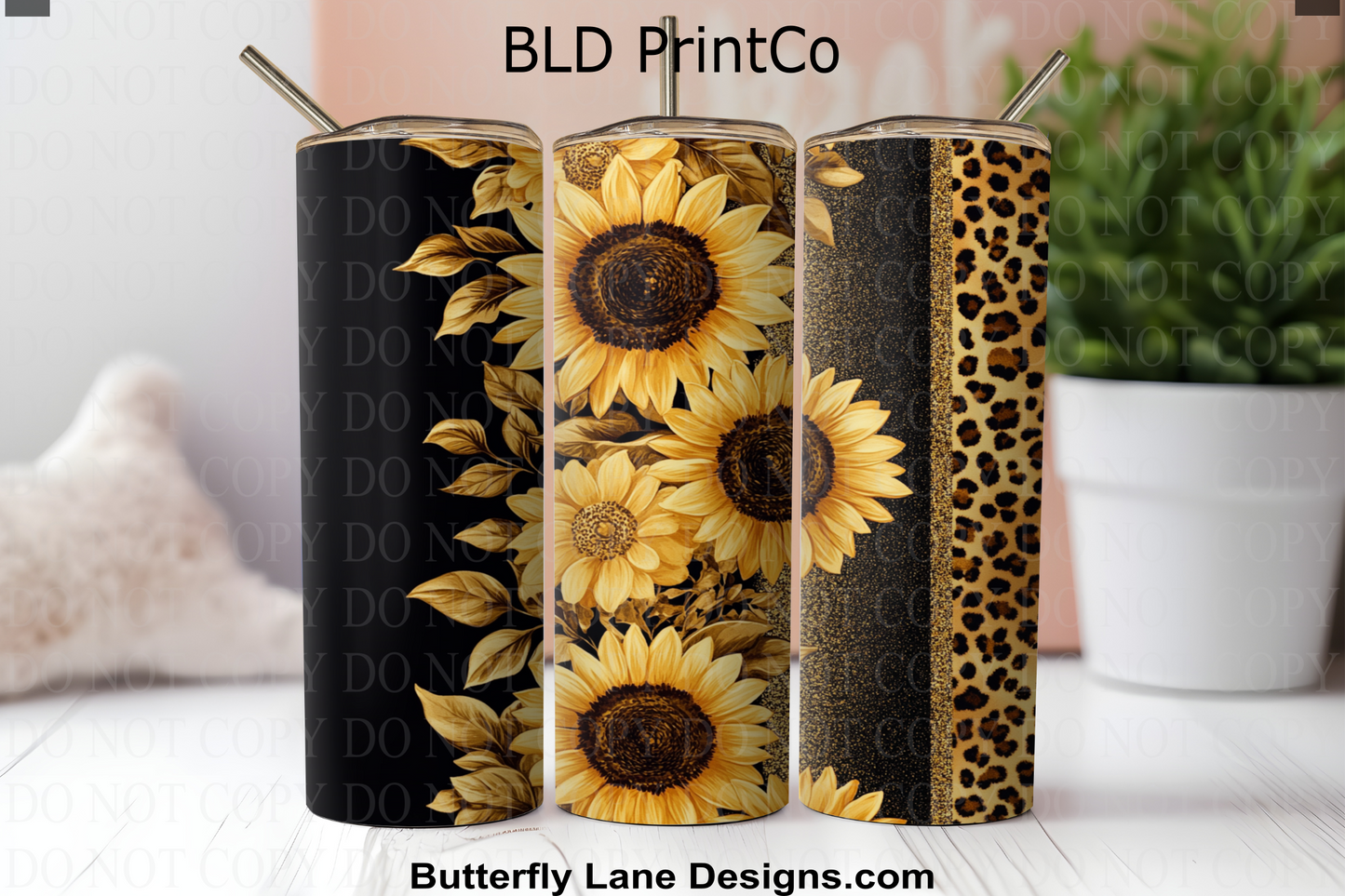 W829 Sunflowers and leopard print