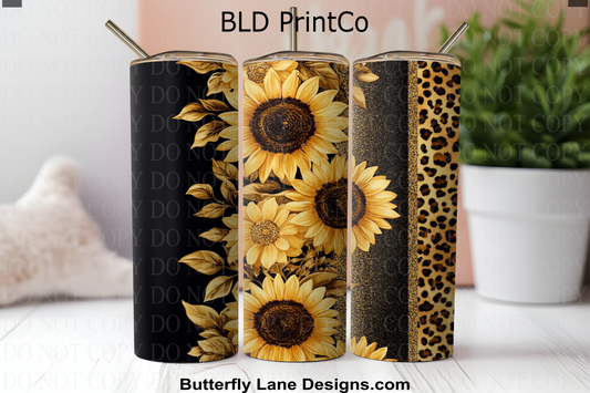 W829 Sunflowers and leopard print