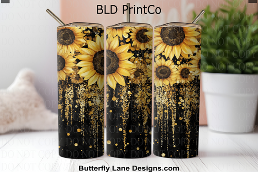 W832 Glitter dripping sunflowers