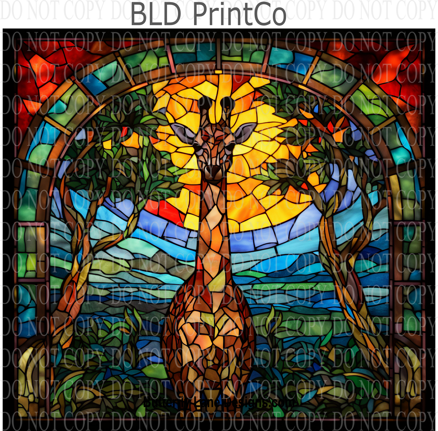 Stained Glass effect Giraffe 2 -  W85