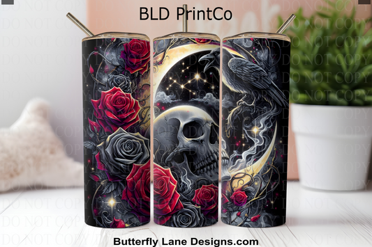 W860 Midnight Skull with Roses and ravens