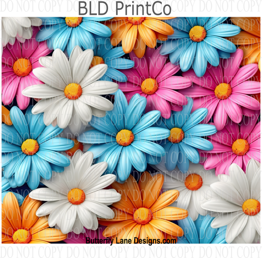 3D effect- Colorful Daisies.-  W89