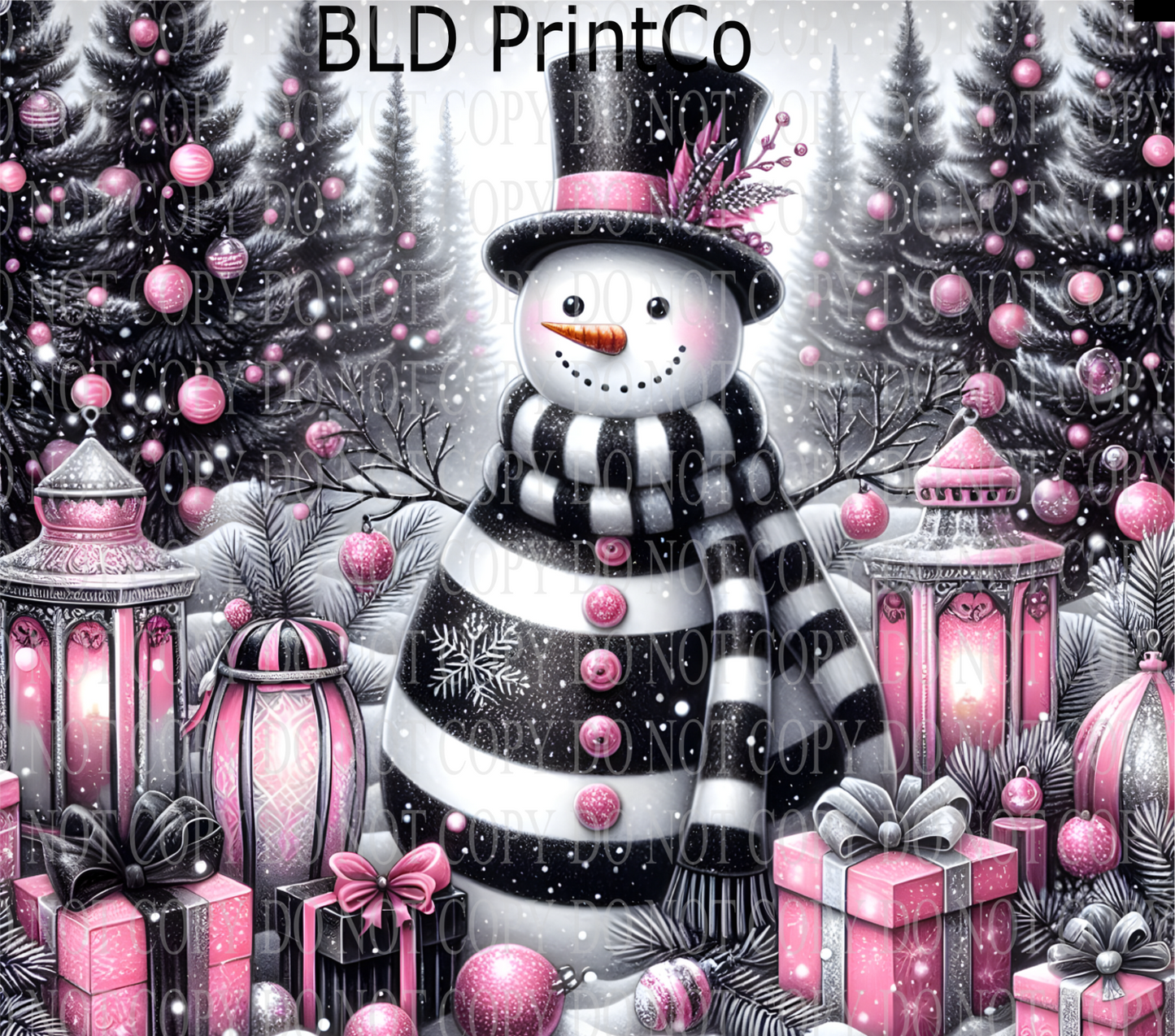 W893 Pink winter snowmen