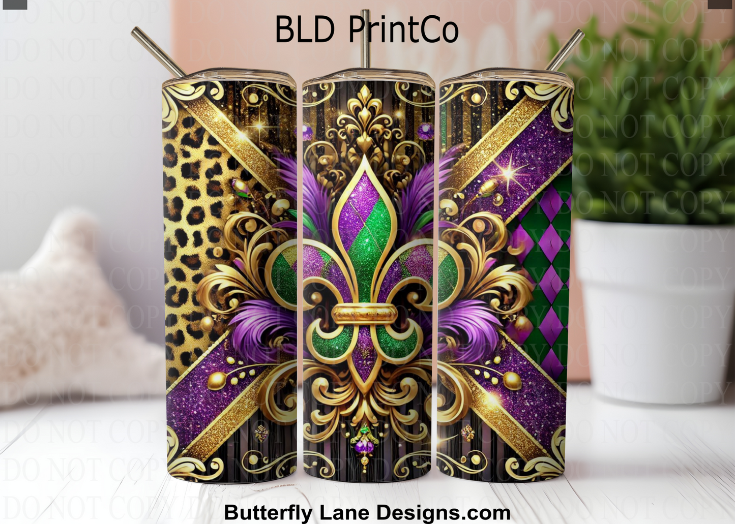 Mardi Gras Fleur De Lis | Leopard & Glitter Harlequin | W948
