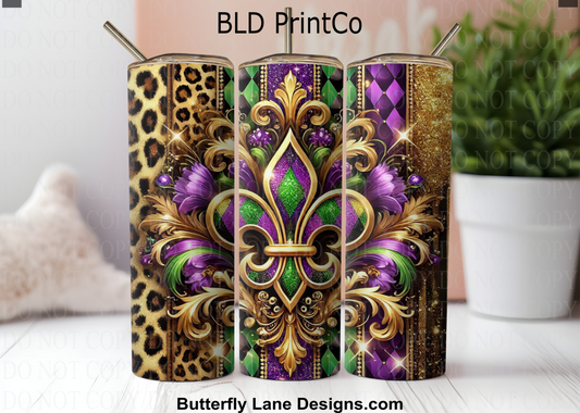 Ornate Mardi Gras | Purple Floral & Gold Fleur De Lis | W949