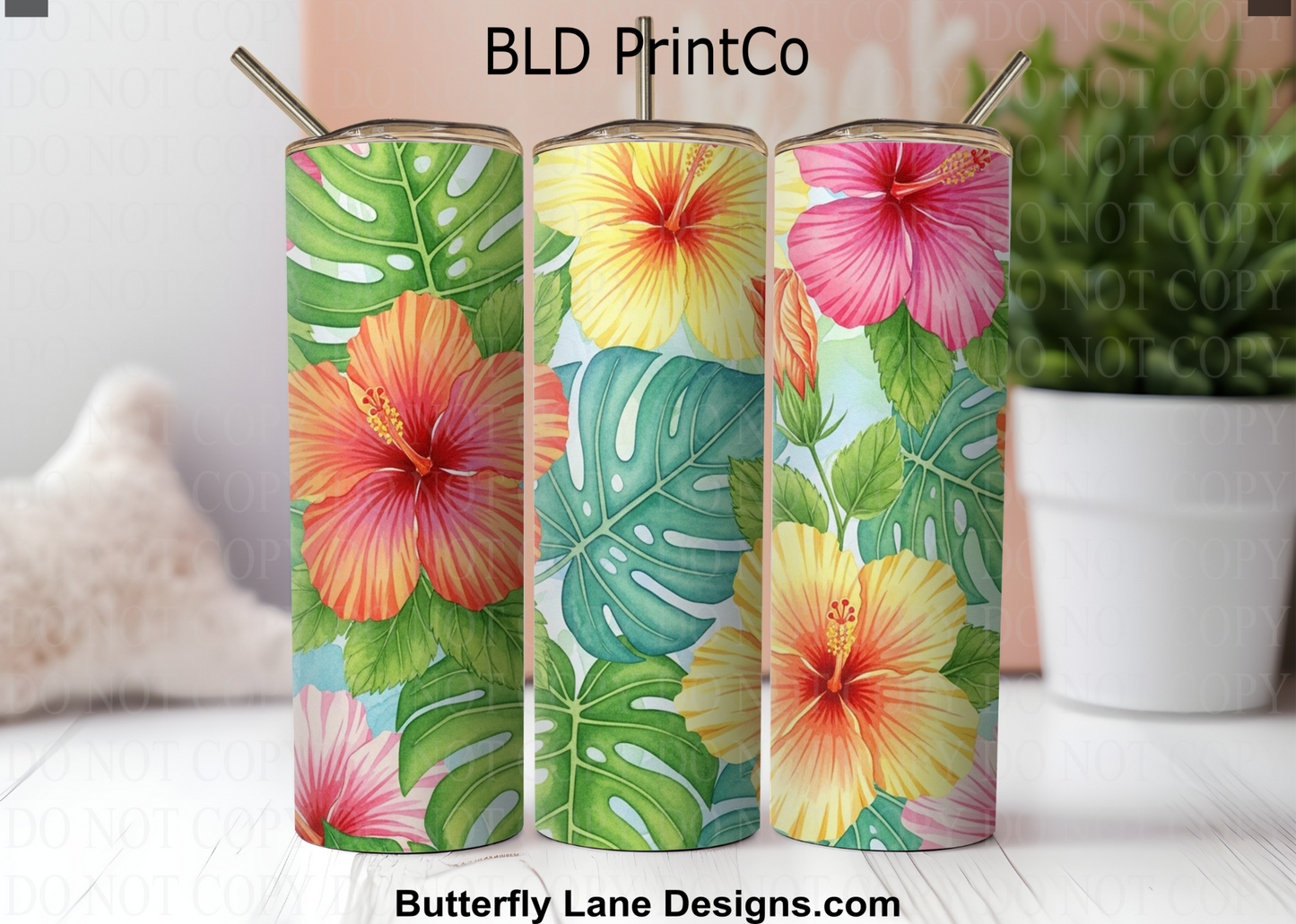 Summer Tropical | Hibiscus & Green Monstera Leaves | W957