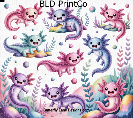 Cute Axolotl Friends | Colorful Underwater Critters | W974