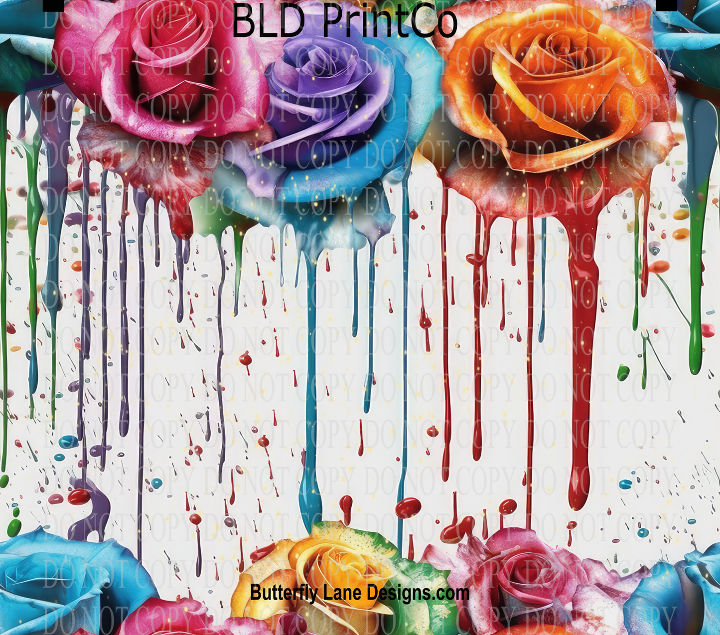 Rainbow Roses | Vibrant Paint Drip & Splatter | W986