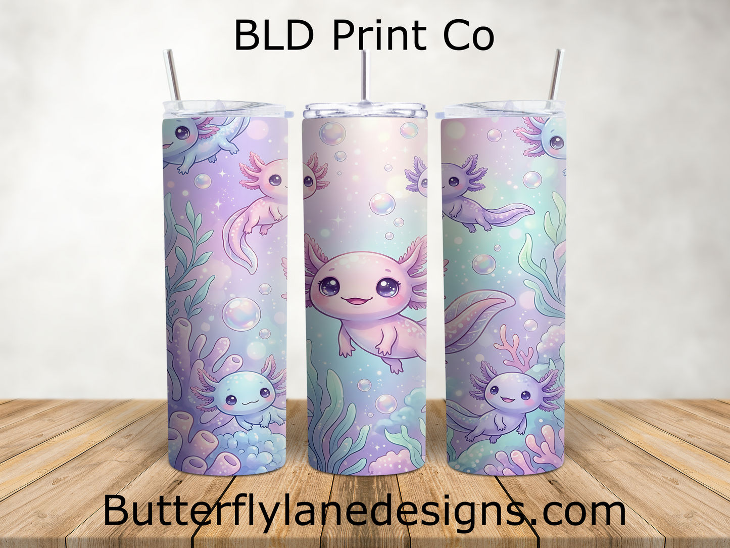 Axolotl Friends | Pastel Underwater Bubbles & Coral | W988