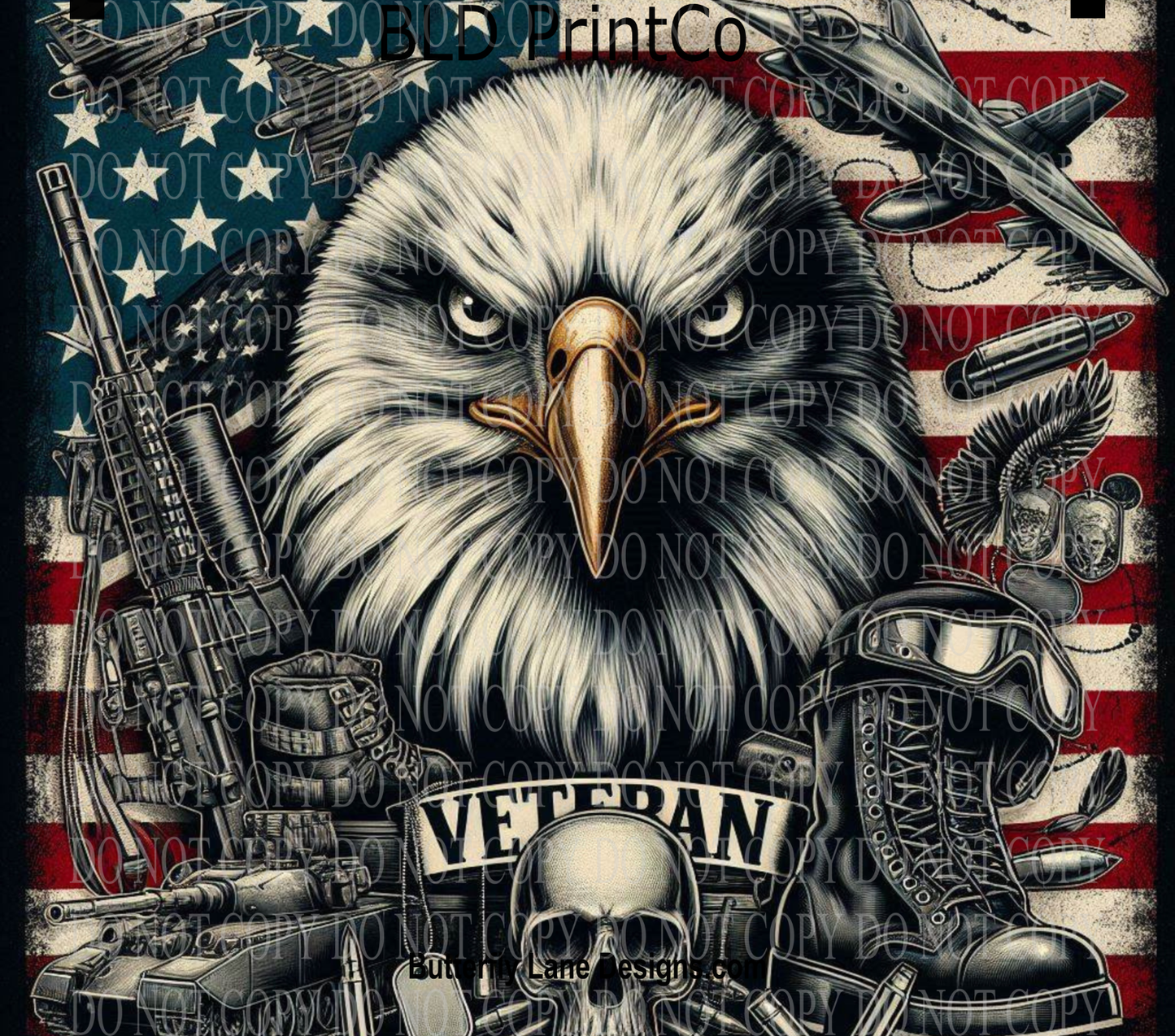 Veteran Eagle & Flag | Patriotic Military Tribute | W991