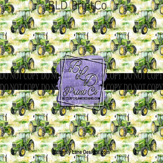 Watercolor Green Tractor PV 1112 ::  Patterned Vinyl