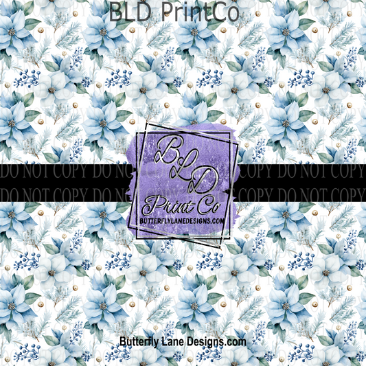 Winter Florals- Blue - PV 804  Patterned Vinyl
