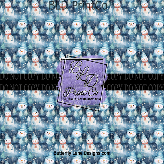 Winter Snowman- Blue - PV 803  Patterned Vinyl