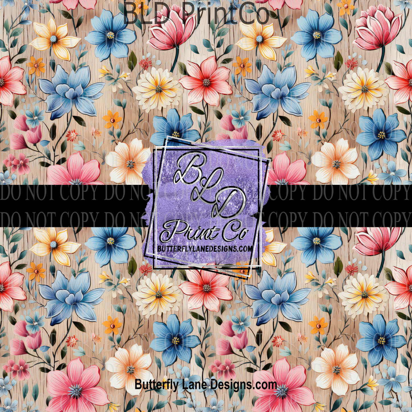 Wood Grain Spring Florals PV 1080   ::  Patterned Vinyl