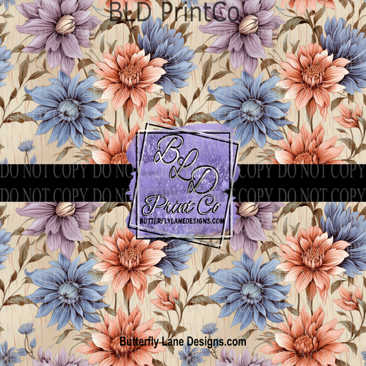 Woodgrain Spring florals PV 1081  ::  Patterned Vinyl