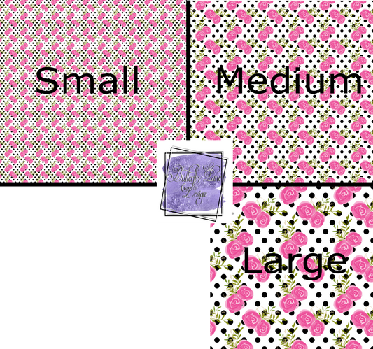 Pink floral-black polka dots  PV102  Patterned Vinyl