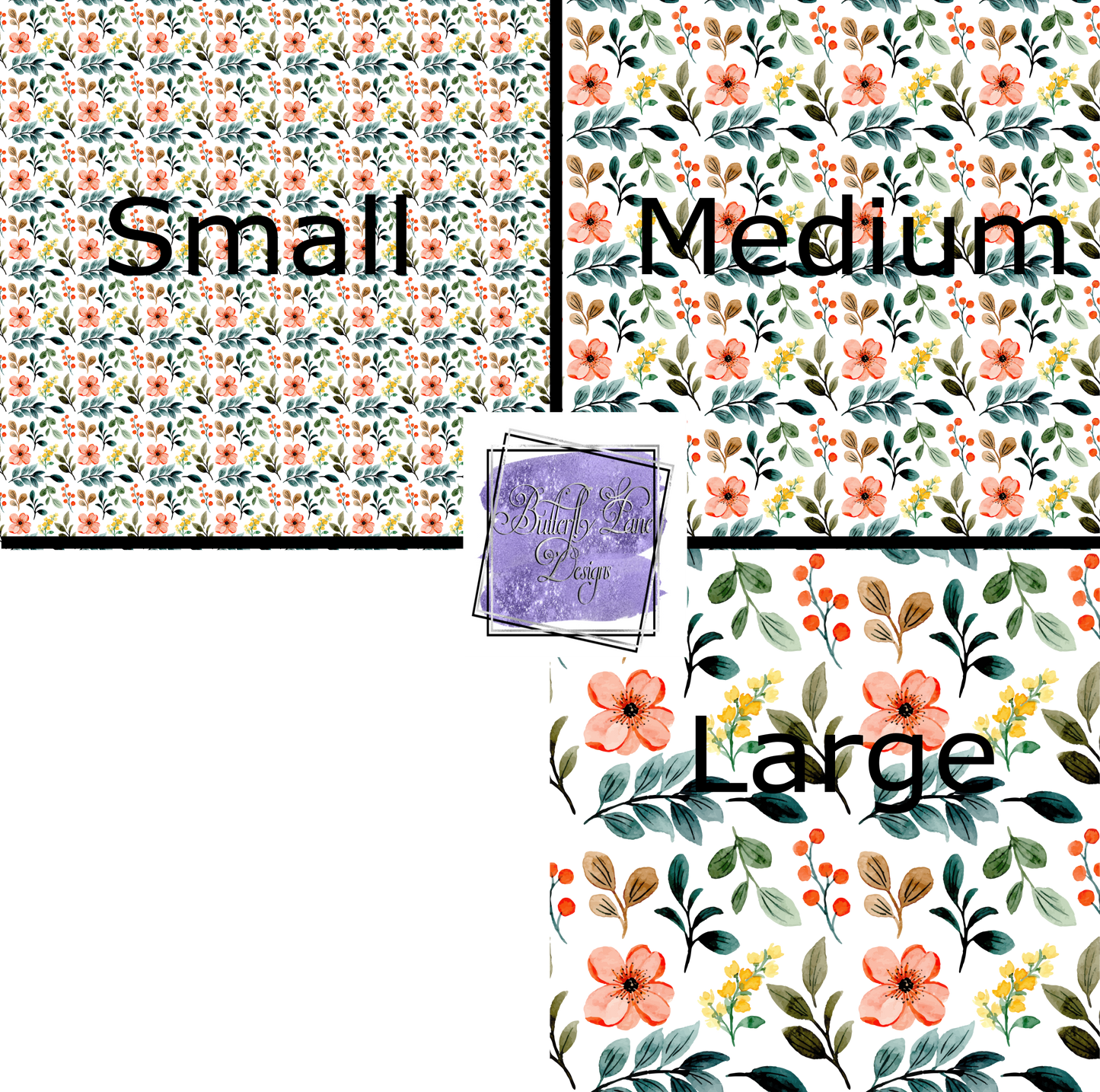 Pink Flowers & Turquoise foliage-PV110  Patterned Vinyl