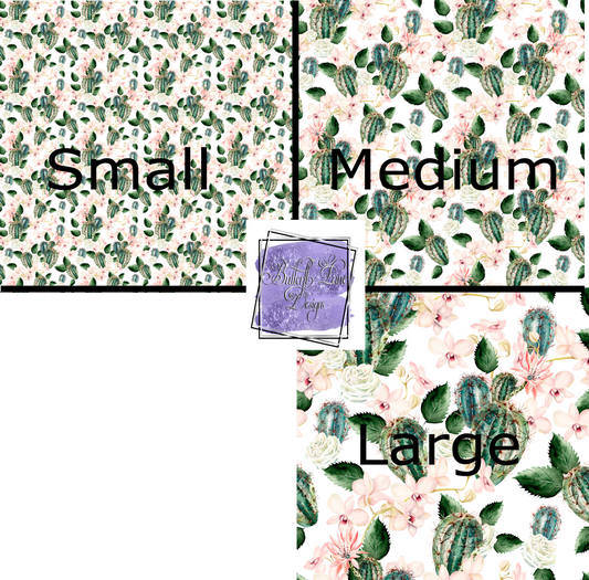 Cactus with pink florals-PV136  Patterned Vinyl