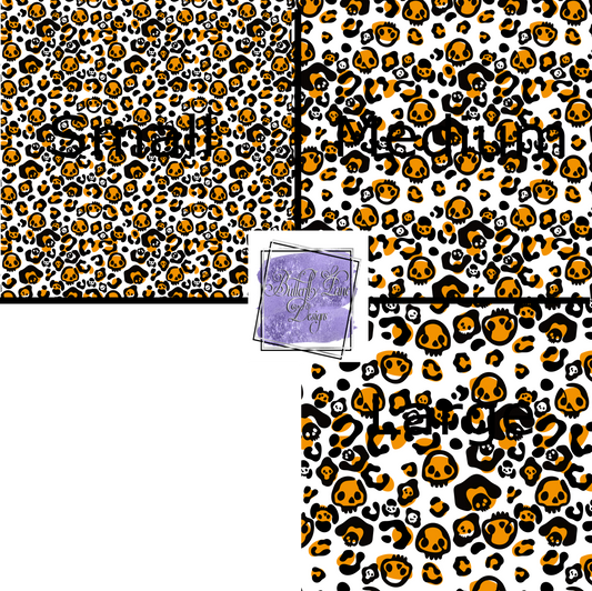 Orange & Black leopard print skulls PV171- Patterned Vinyl