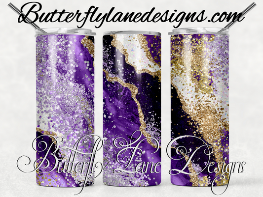Purple glitter and gold overlay-205-WM :: White Cast Tumbler wrap