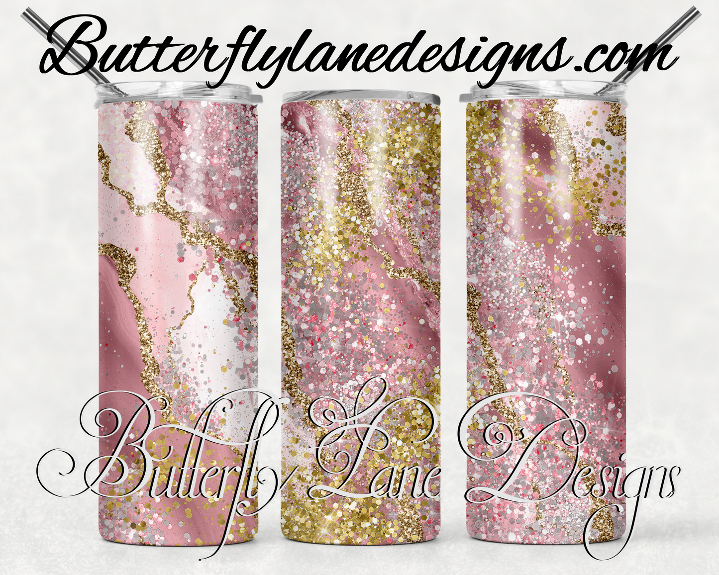 Pink glitter and gold overlay-210-WM :: White Cast Tumbler wrap
