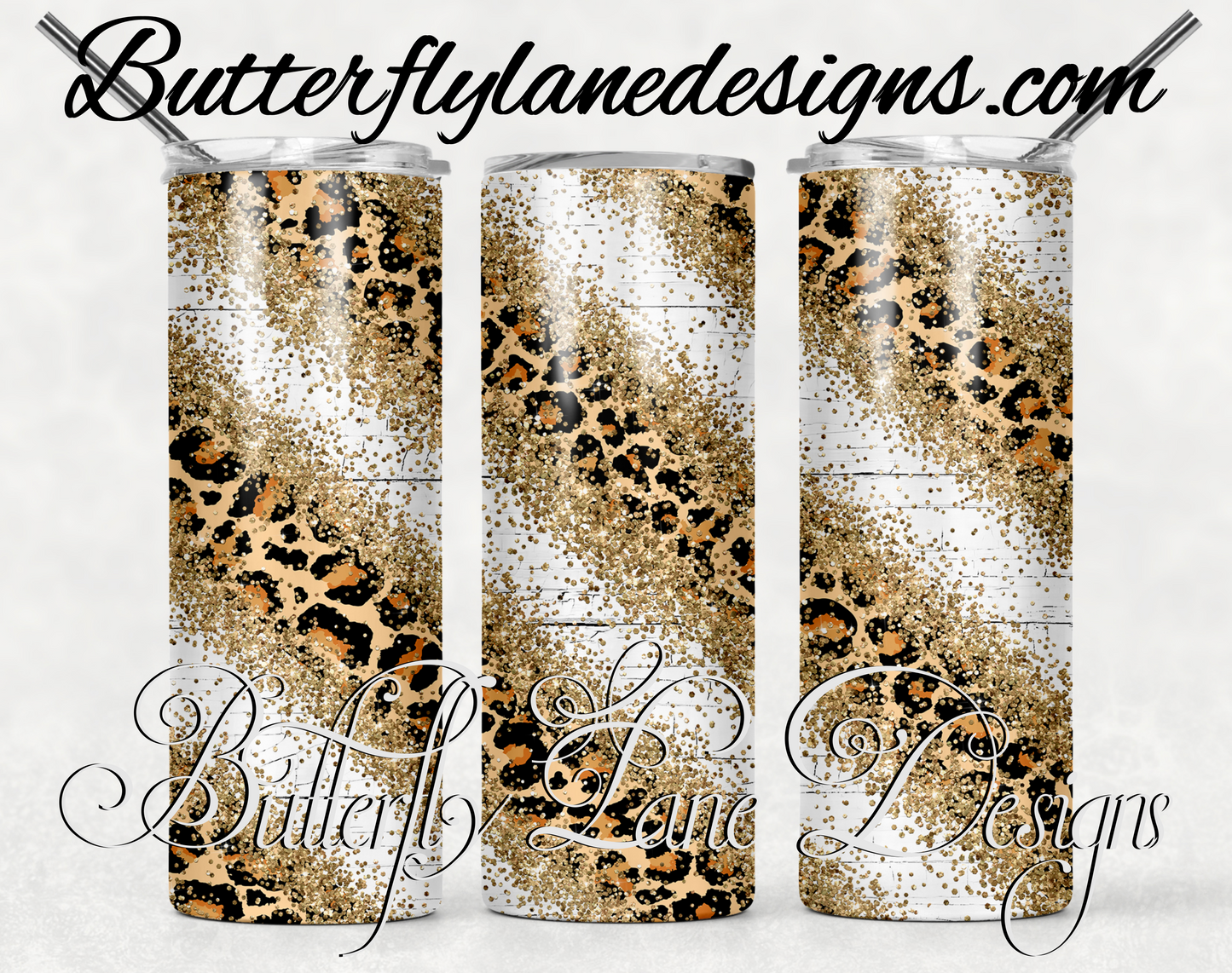 Wood grain leopard gold overlay-212-WM  :: White Cast Tumbler wrap