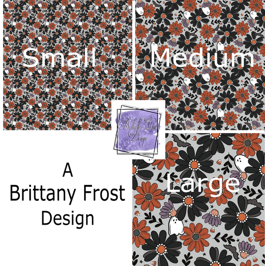Halloween Retro Flowers & Ghost PV262 Patterned Vinyl