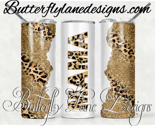 Gold mama, leopard print-275-WM :: White Cast Tumbler wrap