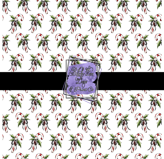 Spooky Christmas-Skull Candy Canes  PV283 Patterned Vinyl