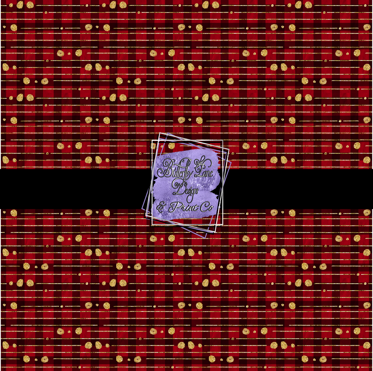 Red Plaid with gold accents  PV 297 Patterned Vinyl