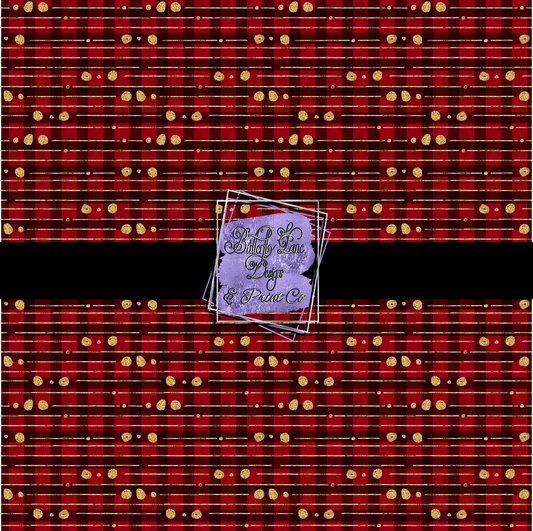 Red Plaid with gold accents  PV 297 Patterned Vinyl