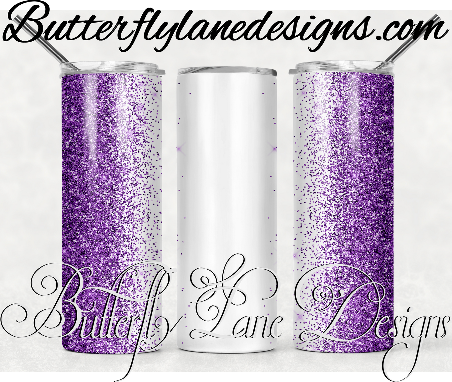 Bright purple glitter -customizable-298-WM :: White Cast Tumbler wrap
