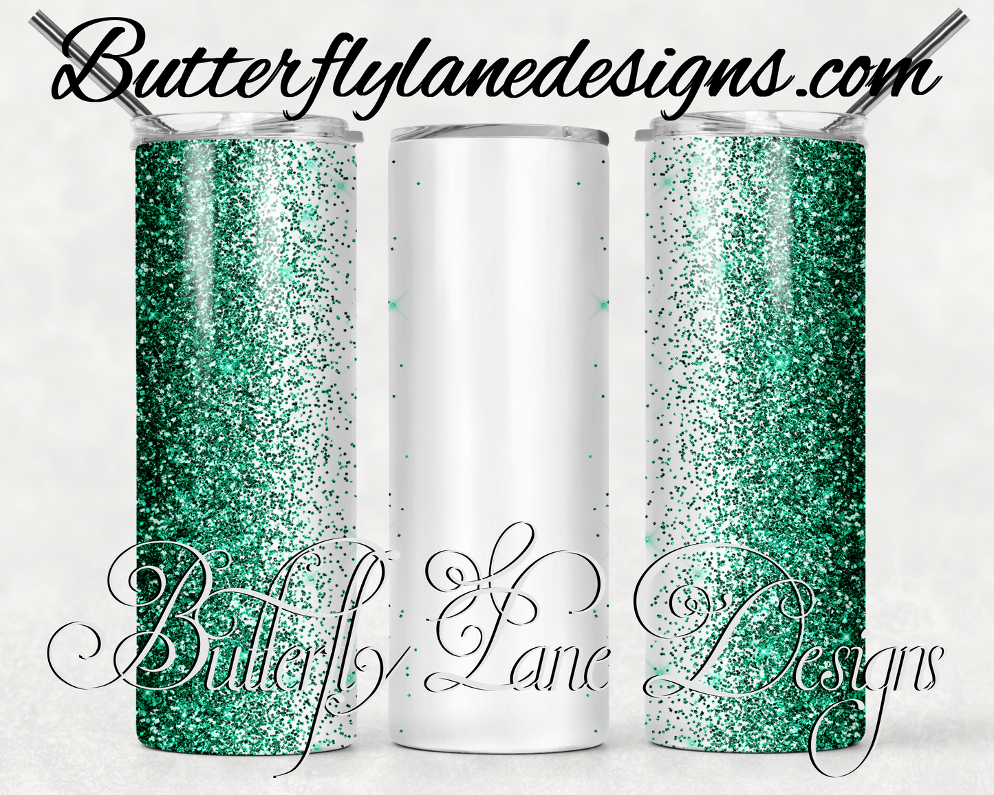 True green glitter -customizable-299-WM :: White Cast Tumbler wrap