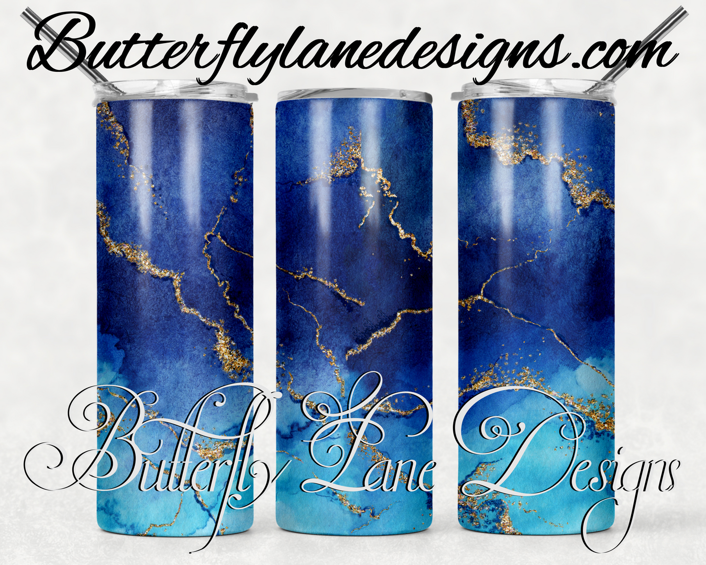 Blue ombre agate gold in lay- 29-WM- :: White Cast Tumbler wrap