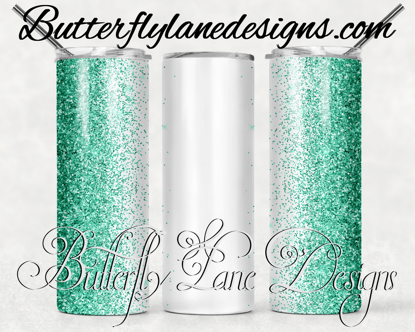 Teal glitter -customizable-304-WM :: White Cast Tumbler wrap