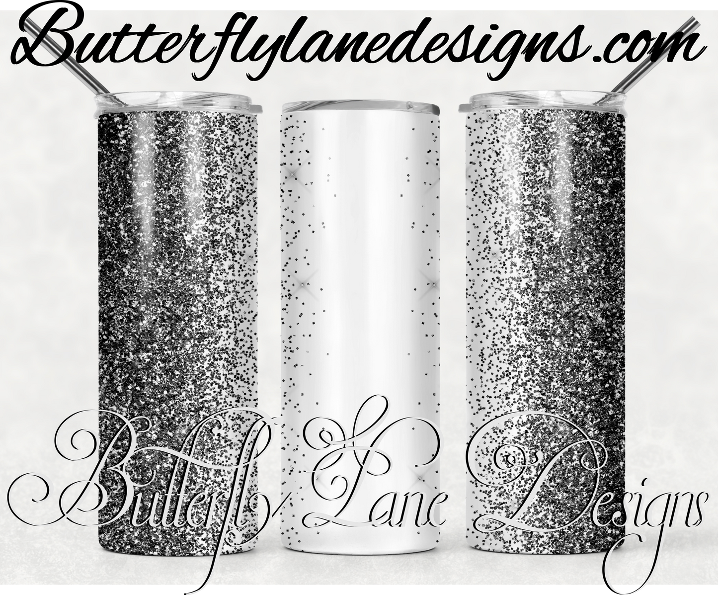 Black glitter -customizable-305-WM :: White Cast Tumbler wrap