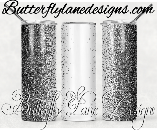 Black glitter -customizable-305-WM :: White Cast Tumbler wrap
