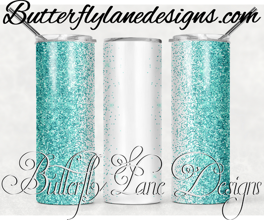 Turquoise glitter -customizable-306-WM :: White Cast Tumbler wrap