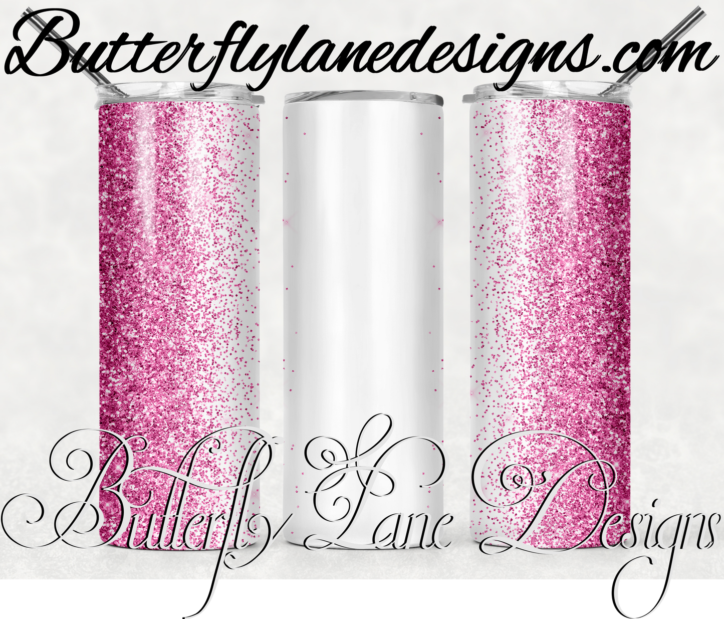 Pink glitter -customizable-311-WM :: White Cast Tumbler wrap