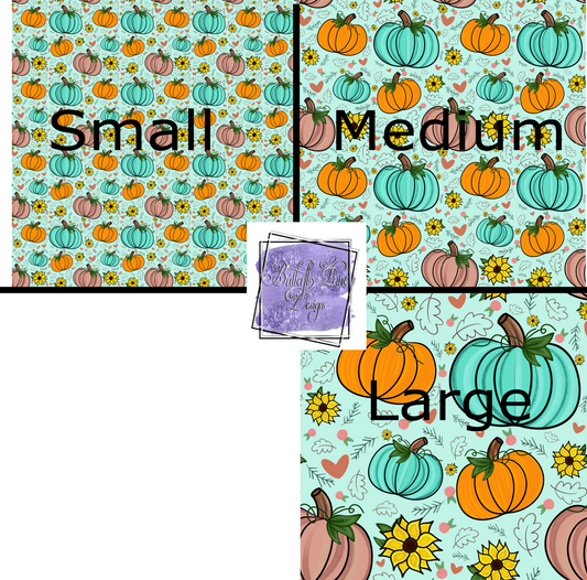 Fall Pumpkins-teal background-PV 312 Patterned Vinyl