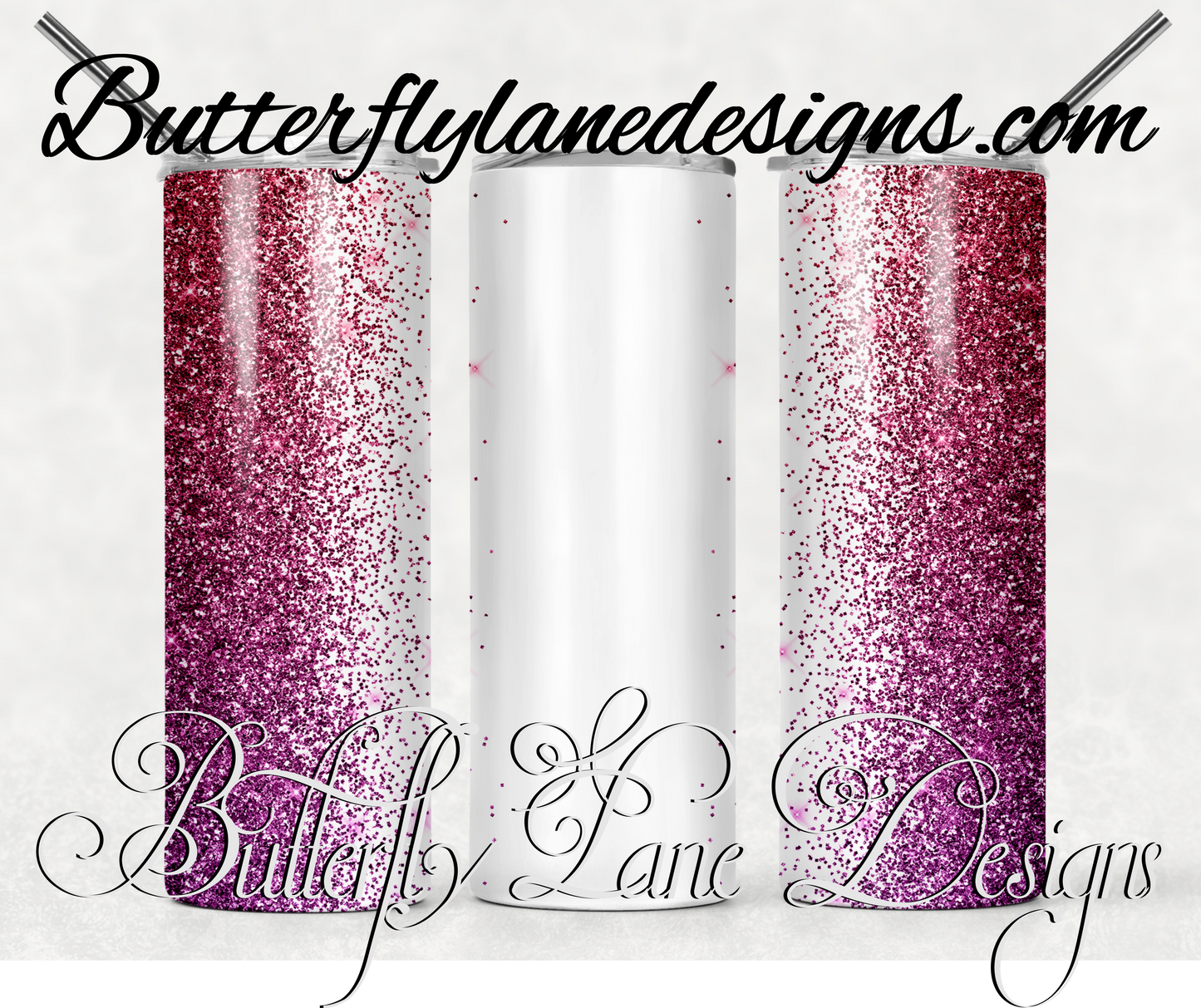 Dark pink to purple glitter ombre -customizable-319-WM :: White Cast Tumbler wrap