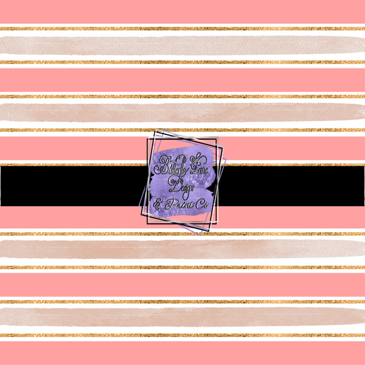 Peachy Pink stripes  :: PV 325  Patterned Vinyl