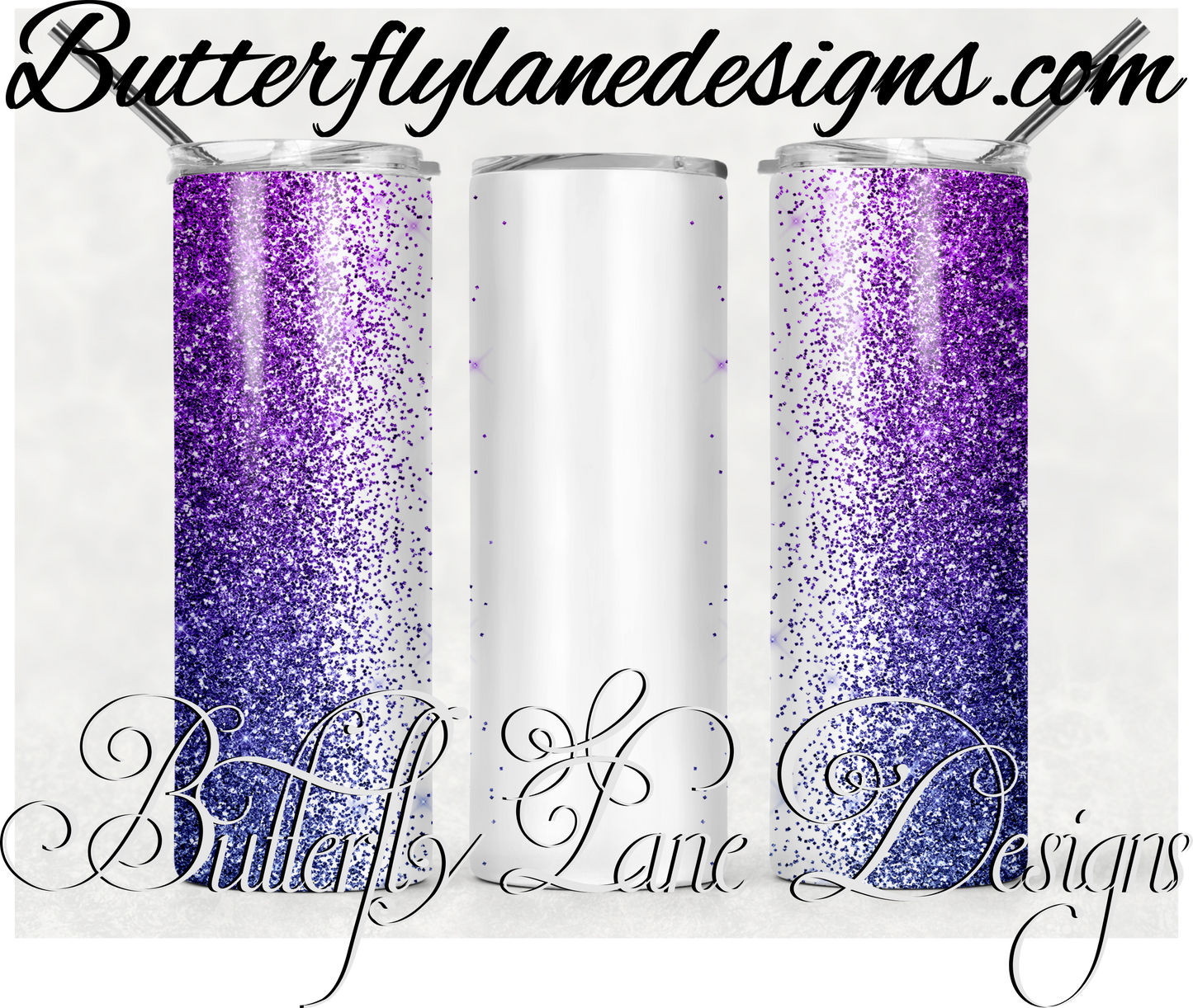 Purple glitter ombre -customizable-325-WM :: White Cast Tumbler wrap