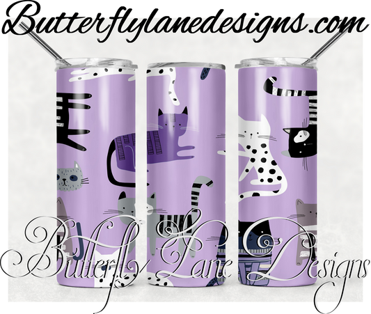Purple background with Cats-339-WM :: White Cast Tumbler wrap