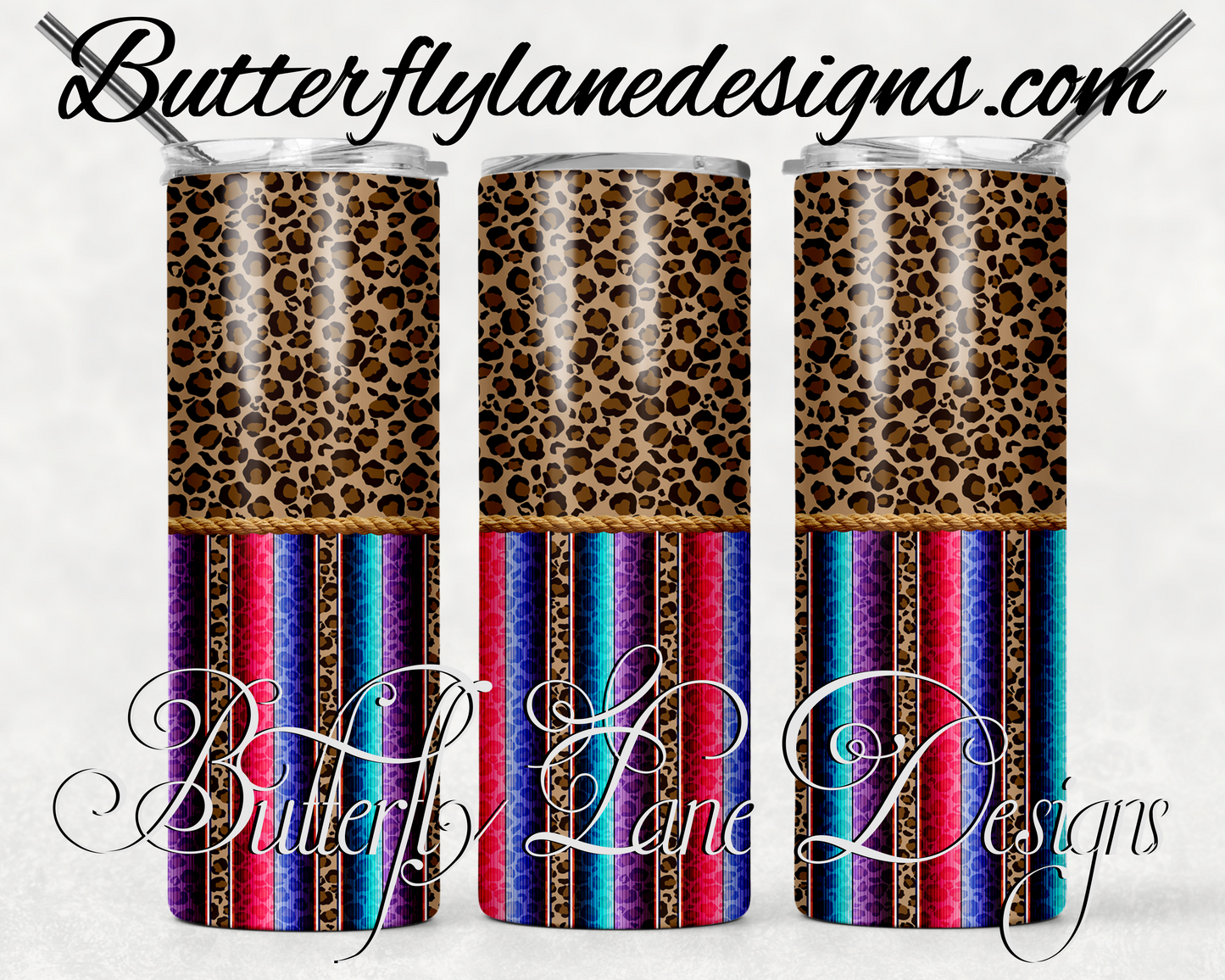 Cheetah print serpe stripe-355-WM :: White Cast Tumbler wrap