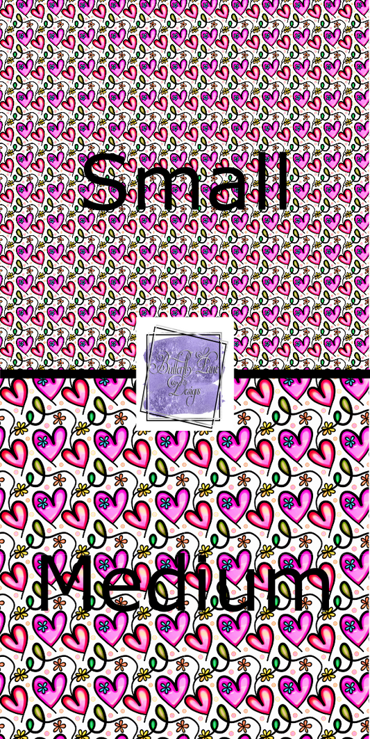 Retro style watercolor hearts and flowers  PV380 -Patterned Vinyl