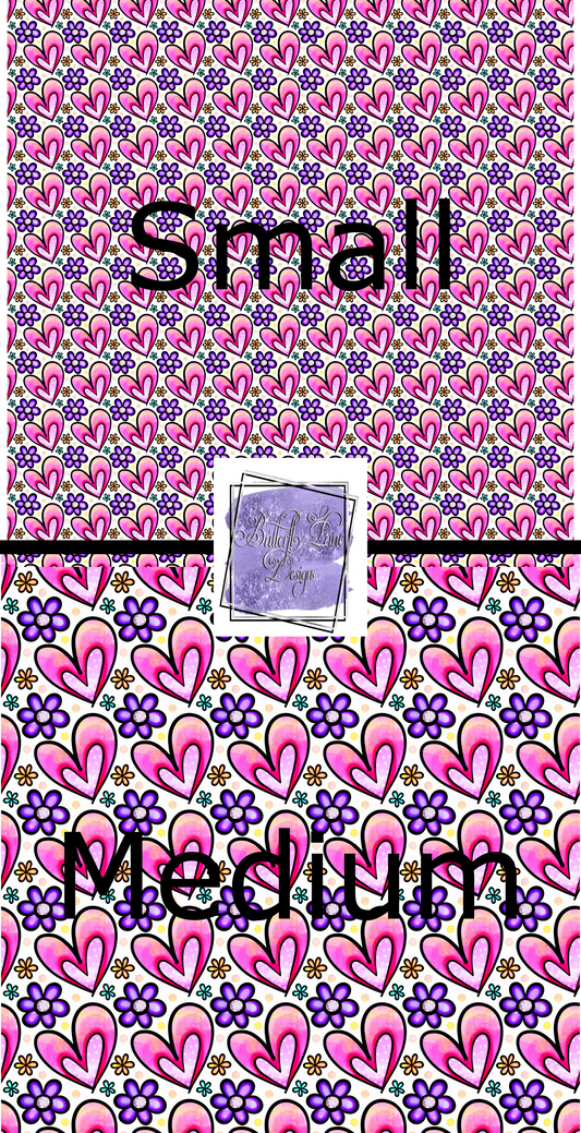 Retro style watercolor hearts and flowers   PV382 -Patterned Vinyl