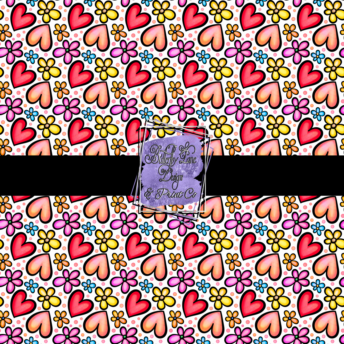 Hearts & Flowers retro style PV 383- Patterned Vinyl