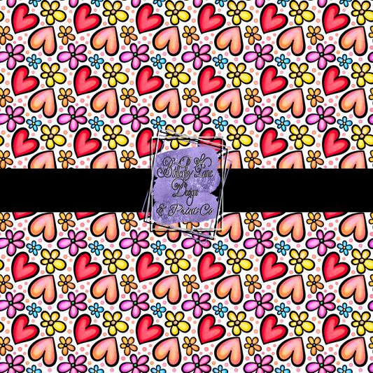 Hearts & Flowers retro style PV 383- Patterned Vinyl