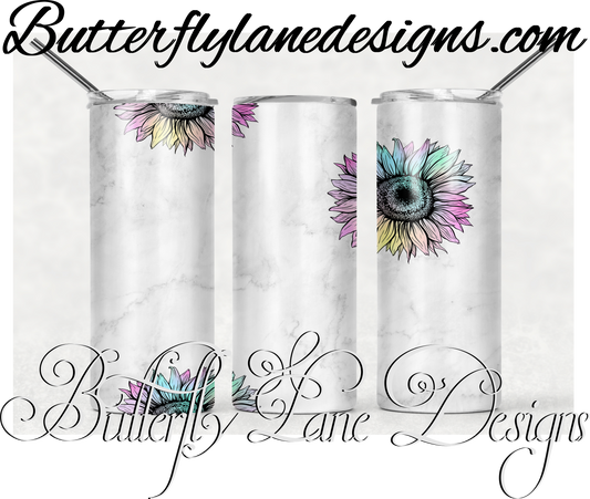 Marble colorful sunflower-449-:: White Cast Tumbler wrap